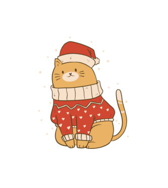 Christmas cat model alb pe tricou