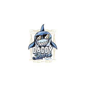 Daddy Shark model negru pe tricou