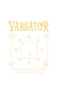 Zodiac bărbat VĂRSĂTOR golden model alb pe tricou