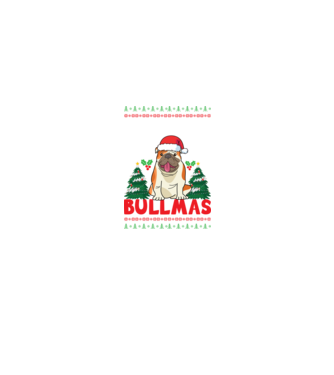 Merry bullmas ugly sweater model negru pe tricou
