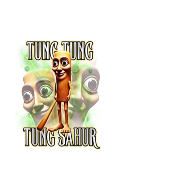 Tung Tung Tung Sahur model alb pe tricou