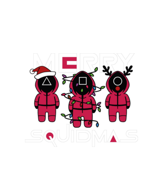 Merry squidmas model alb pe tricou