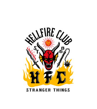 hellfire club 86 stranger things model alb pe tricou