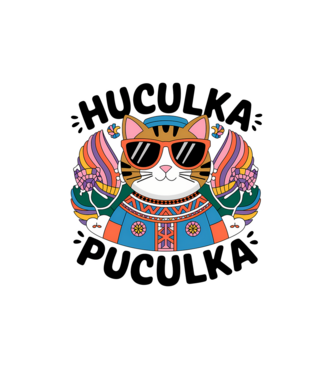 Huculka Puculka pisică 3 model alb pe tricou