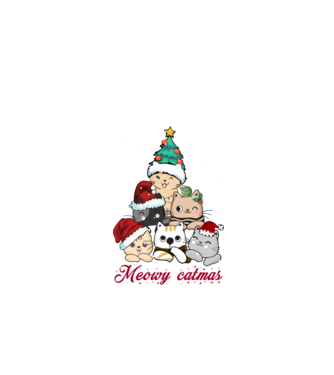 Meowy catmas model alb pe tricou