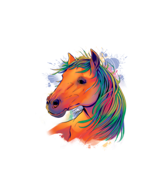 Colorful Horse model alb pe tricou