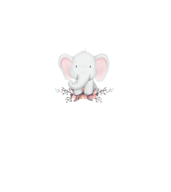 Elefant cu flori model alb pe tricou