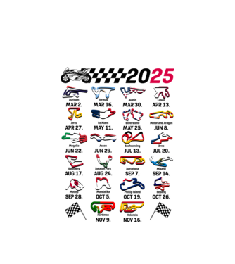MOTOGP 25 CALENDAR alb model alb pe tricou