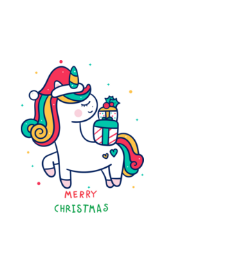 merry christmas unicorn model alb pe tricou