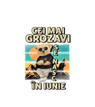 RETRO teddy IUNIE model alb pe tricou