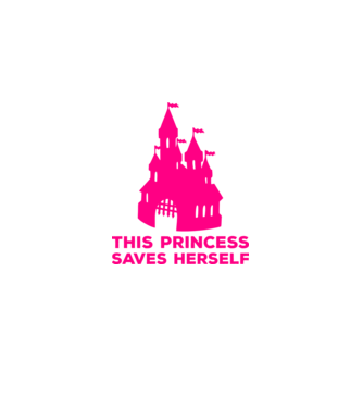This princess saves herself model negru pe tricou