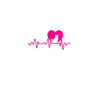 Pisică heartbeat model negru pe tricou