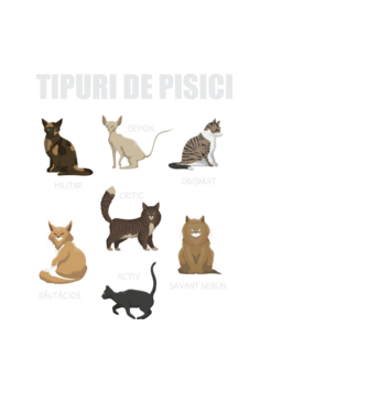 Tipuri de pisici model negru pe tricou