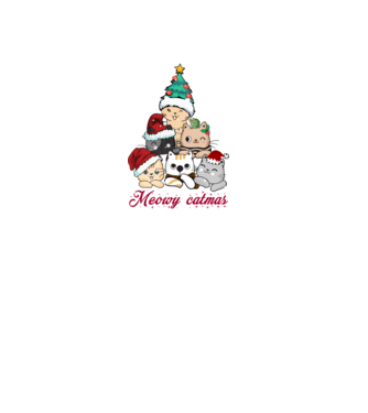 Meowy catmas model alb pe tricou