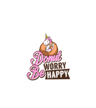 Donut worry be happy model alb pe tricou