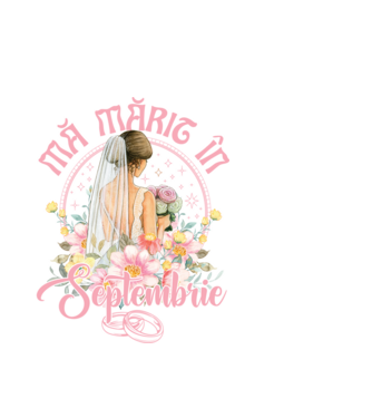 mă mărit - în septembrie model alb pe tricou