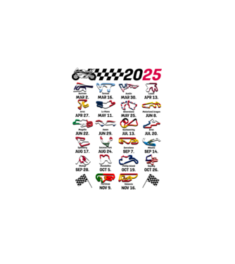 MOTOGP 25 CALENDAR alb model alb pe tricou