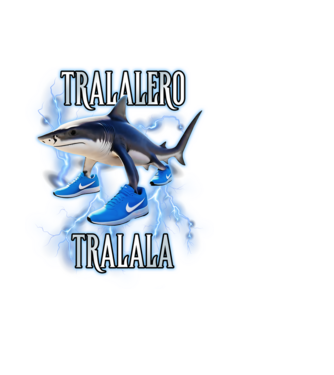 Tralalero Tralala model negru pe tricou