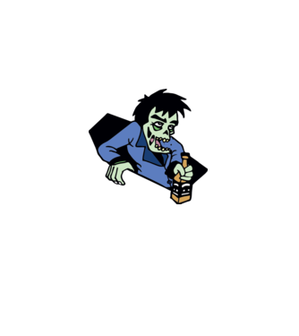 Drunk Zombie model alb pe tricou