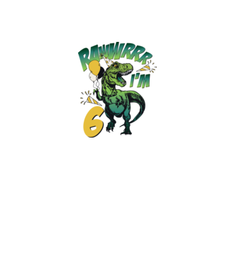 'Birthday Dinosaur rawww i''m 6' model alb pe tricou