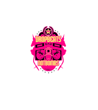 Drop Beats Not Bombs model alb pe tricou