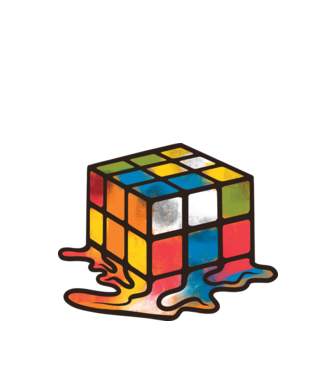 Melted Rubik model negru pe tricou