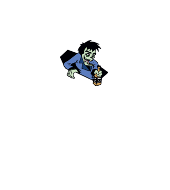 Drunk Zombie model alb pe tricou