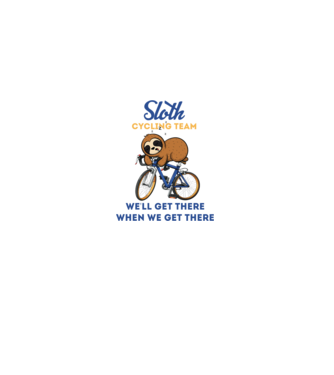 Sloth cycling team model alb pe tricou