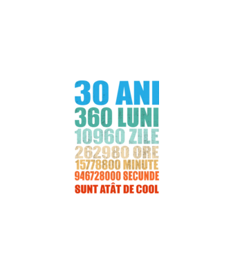 De 30 ani - luni - zile - ore - minute - secunde - sunt atât de cool model negru pe tricou