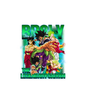 broly dragonball model alb pe tricou