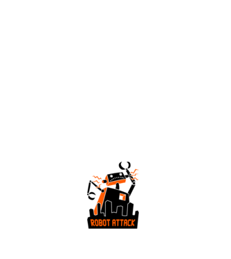 Robot Attack model negru pe tricou