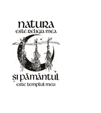Natura este religia mea model negru pe tricou