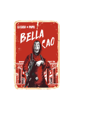bella ciao poster retro model negru pe tricou