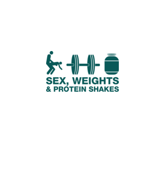 Sex, weights and protein shakes model alb pe tricou