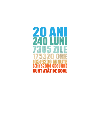 De 20 ani - luni - zile - ore - minute - secunde - sunt atât de cool model negru pe tricou