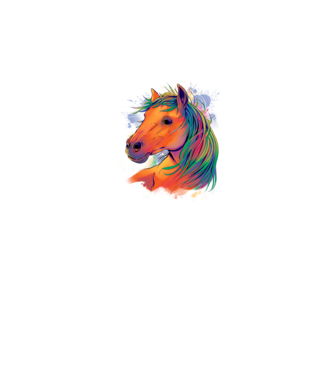 Colorful Horse model alb pe tricou