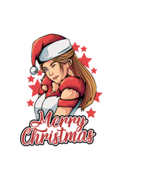 Merry christmas santa girl model negru pe tricou