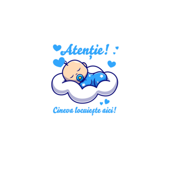 Atenție! Cineva locuiește aici! model alb pe tricou