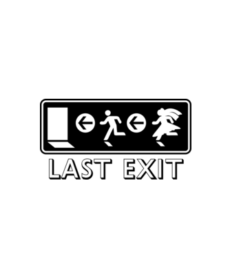 Last Exit model alb pe tricou