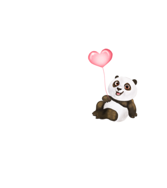 Cute panda with heart model galben neon pe tricou