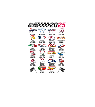 MOTOGP 25 CALENDAR alb model alb pe tricou