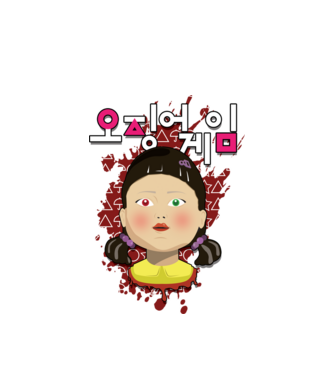 red light green light doll model alb pe tricou