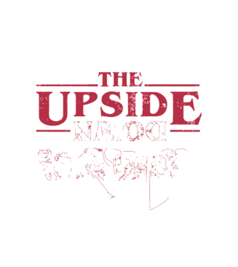 the upside down logo model alb pe tricou
