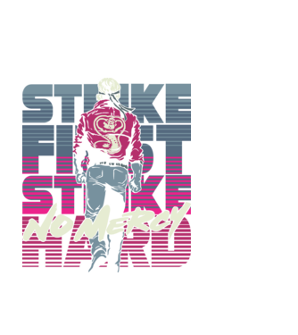 Strike first strike hard neon model alb pe tricou
