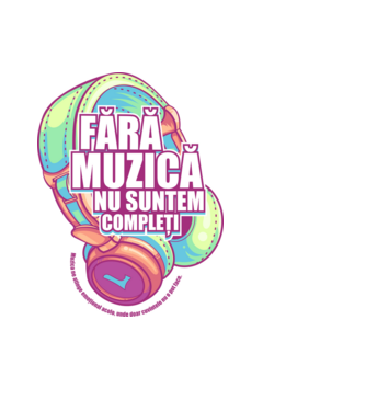 Fără muzică nu suntem compleți - Muzica ne atinge emoțional acolo, unde doar cuvintele nu o pot face. model negru pe tricou