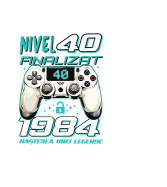 Nivel finalizat 40 1985 model negru pe tricou