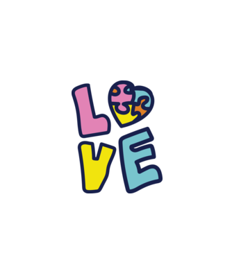 Ziua Mondială a Autismului LOVE model alb pe tricou