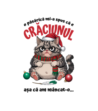 Am mâncat pasărea Crăciun pisică Alb model alb pe tricou