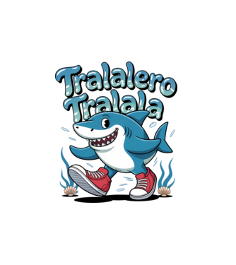 Tralalero Tralala drăguț model alb pe tricou