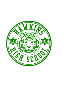 hawkins high school model albastru deschis pe tricou
